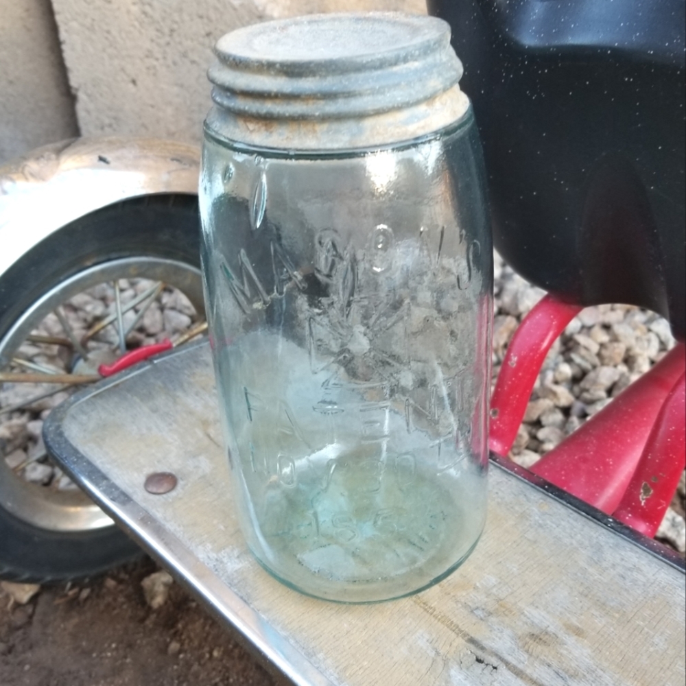Antique Nov. 30th 1858 Mason Jar Blue Green